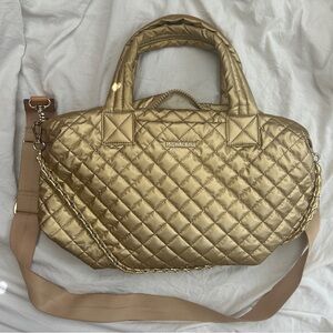 Luxurious Gold Quilted Shoulder Bag